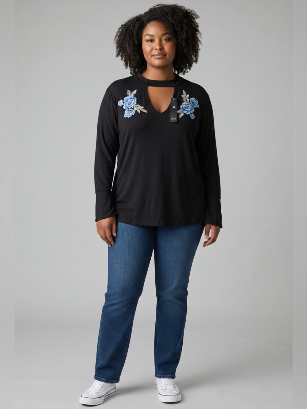 Unique Spectrum Embroidered Blouse // Black // 3X // NEW